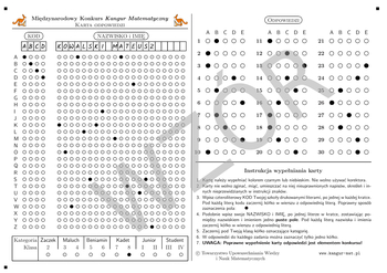 Wzór prawidłowo wypełnionej karty odpowiedzi